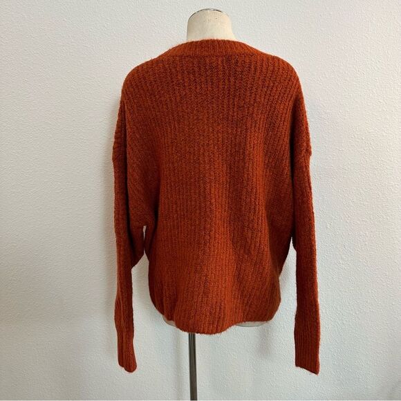 Topshop Burnt Orange Waffle Knit Chunky Sweater with side zips 180 - Picture 3 of 5